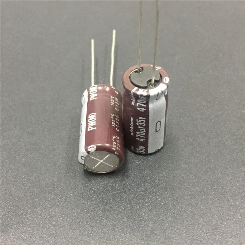 NICHICON-Capacitor eletrolítico de alumínio de baixa impedância longa vida, série PW, 470uF, 35V, 10x20mm, 10pcs, 50pcs