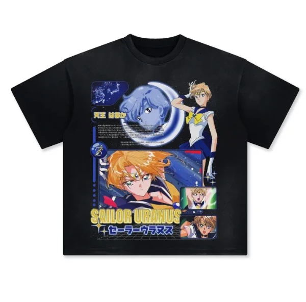 

Sailor Moon Loose Version Anime Manga T-Shirt 2025 Summer Casual Street Clothing Cute Printed Cotton