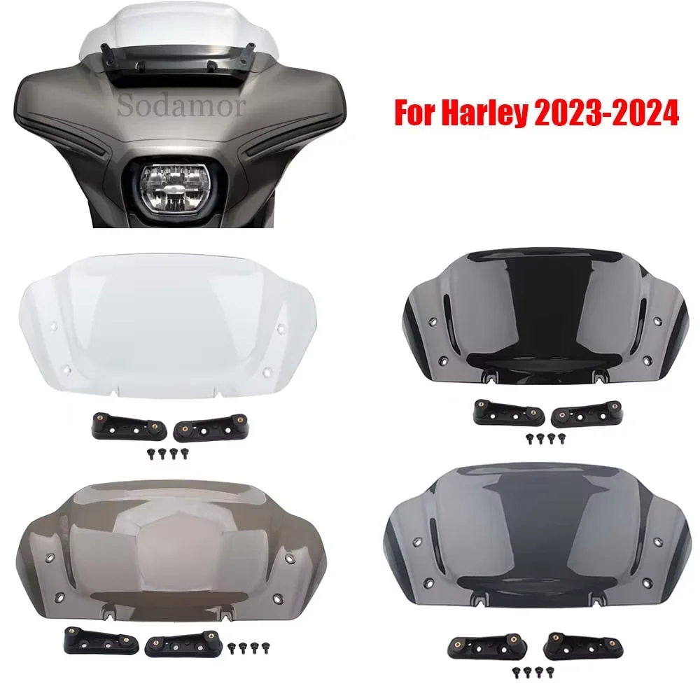 

10" Motorcycle Accessories Front Fairing Windshield Windscreen Wind Deflector For Harley Street Glide FLHX/I CVO FLHXSE 2023-Up