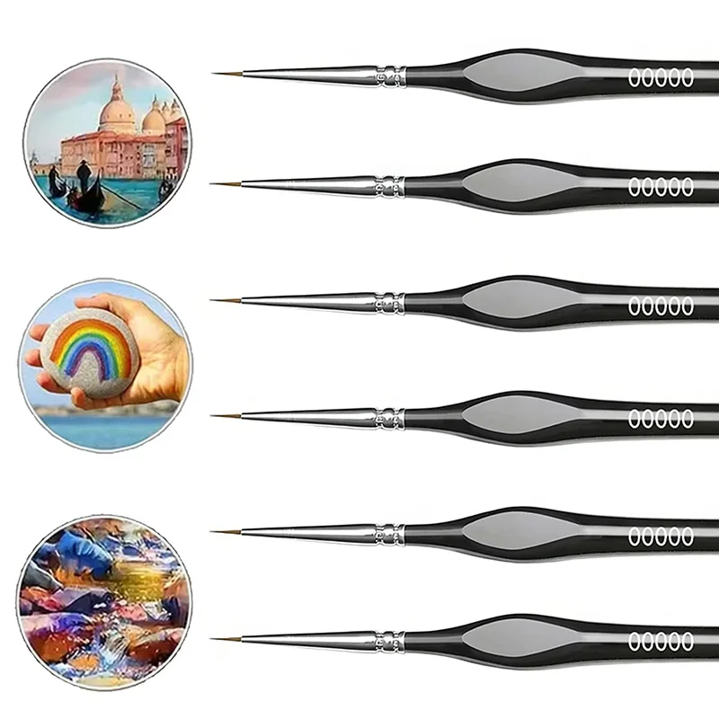 3-6 Pcs Detail Paint Brushes Set 6mm Fine Tip Brush Acrylic Watercolor Painting Professional Artist For Miniatures Face Supplies