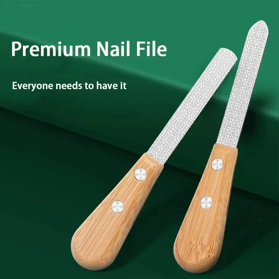 

Stainless Steel Double-sided Nail File Bamboo Handle Nail Polishing Tool Manicure Rubbing Strips Professionals Nails Accessories