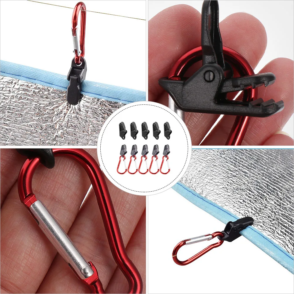 

12 Sets Tent Clips Crocodile Mouth Windproof Teeth Shaped Clamp Camping Accessories Tarp Securing Kits Outdoor Gear