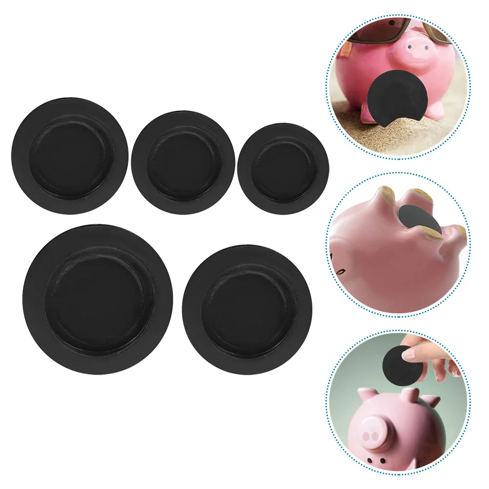 5 Pcs Piggy Bank Accessories Stopper Black Stoppers Assorted Sizes Plug Cover Bottom Supplies Rubber Replacement