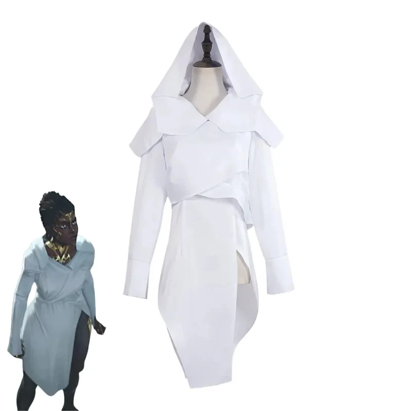 

OPGame LOL Arcane Season Mel Medarda Cosplay Costume Fantasia White Slit Dress Hooded Skirt Adult Woman Sexy Carnival Sui 8f5d][