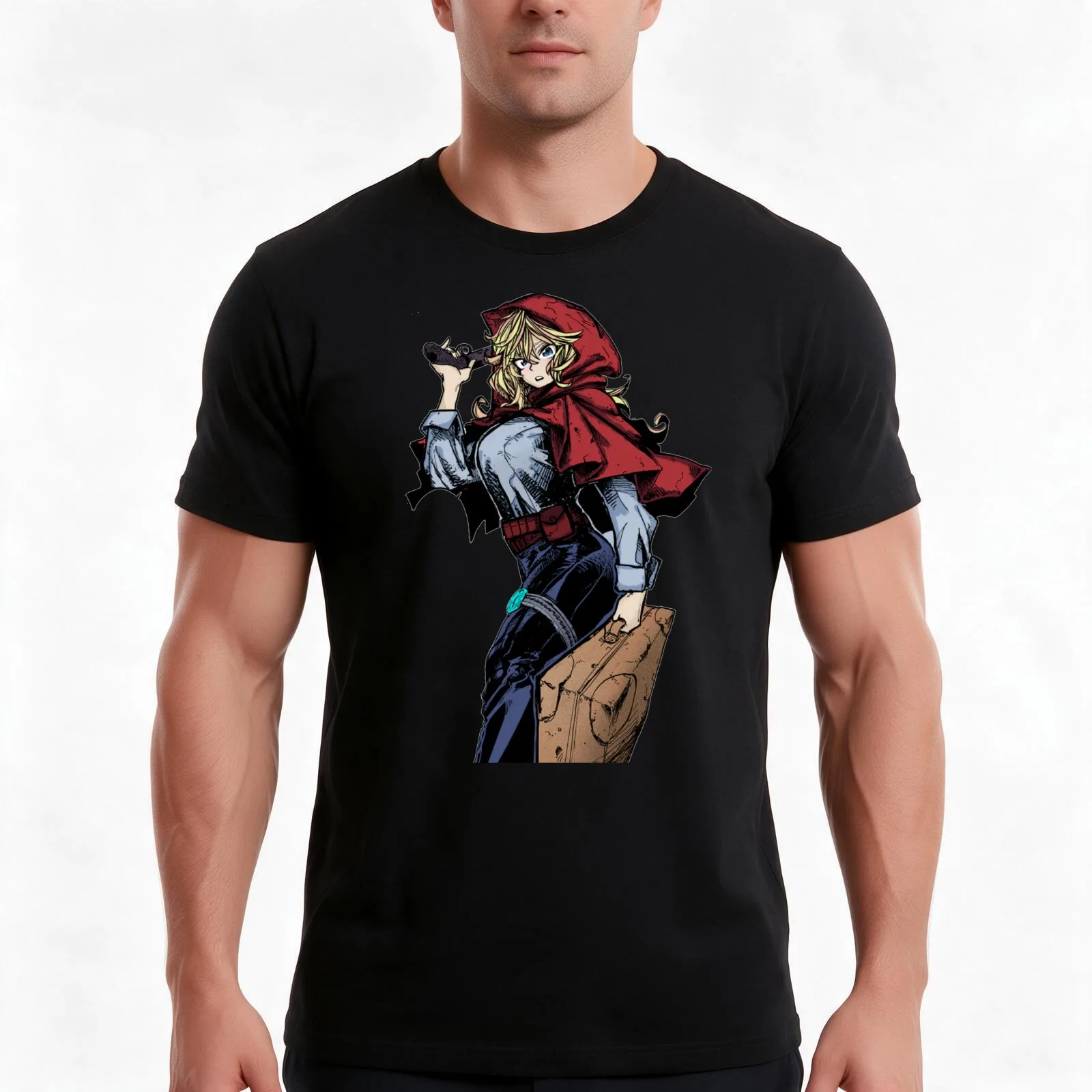 Grimm-The Hunters Guild Red Hood T-Shirt, Summer Casual Cotton Tee, Oversized Streetwear Tops, Vintage Graphic Print