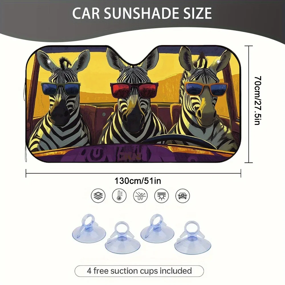1pc a Stylish Zebra-Patterned Sunshade for Your Car, Perfect for Use While Parked to Maintain a Cool Interior