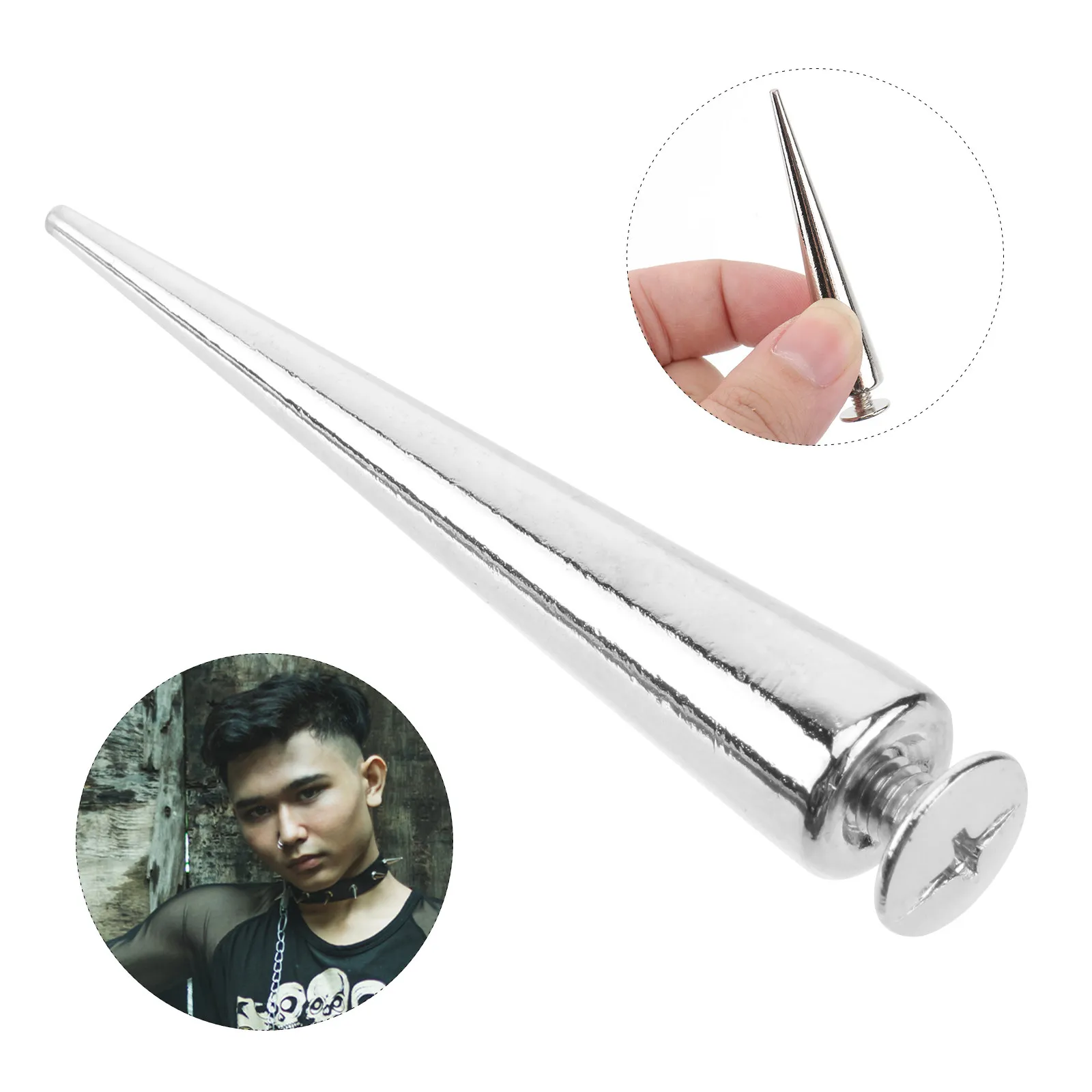 Silver Cone Rivets for Leather Workers, Improving Visual Impact, 10-Piece Alloy Set for Bags, Shoes and Jackets