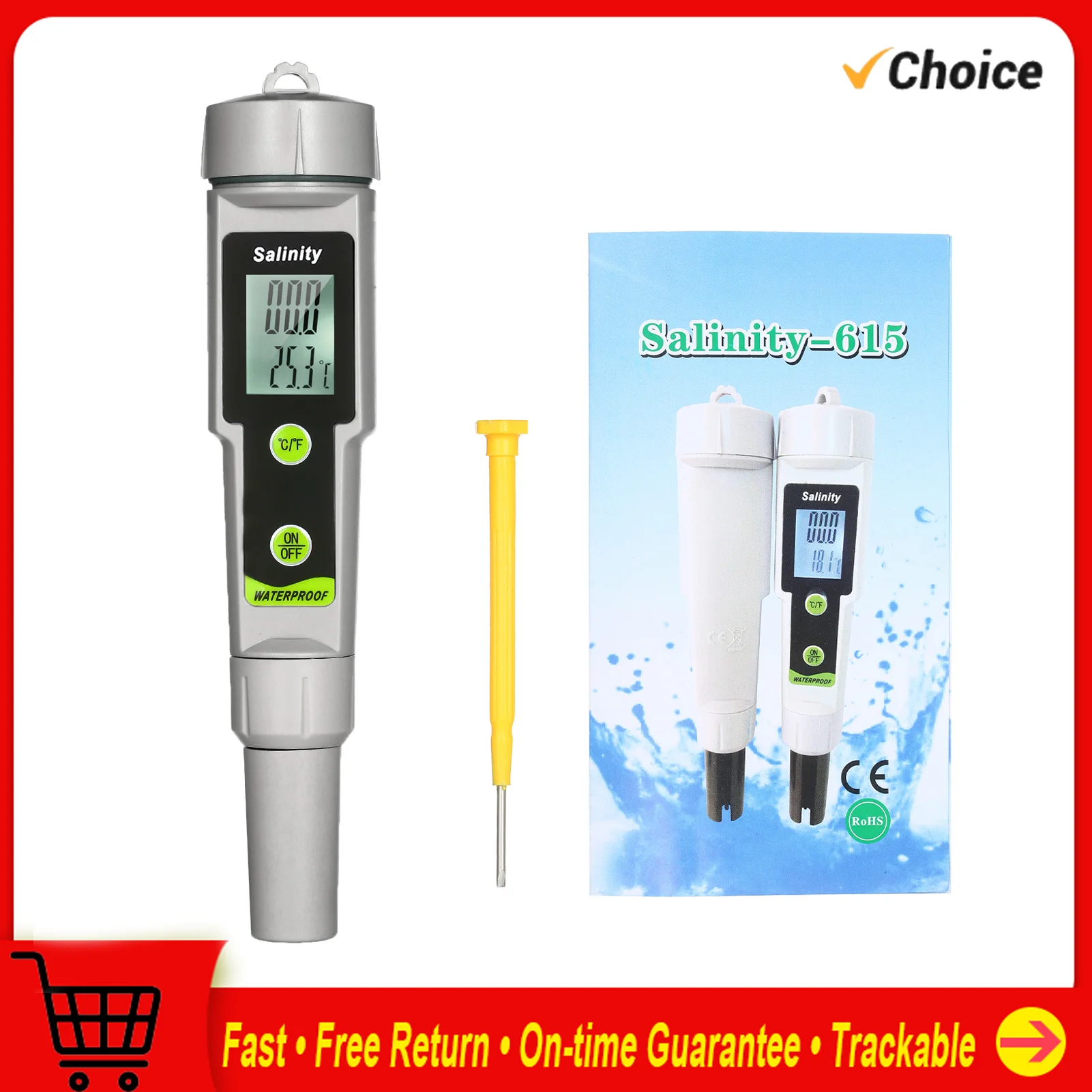 Salinometer Waterproof Salinity Test Pen 2-in-1 Salinity & Temperature Meter Portable Salinity Salimeter Pen Type Salinograph