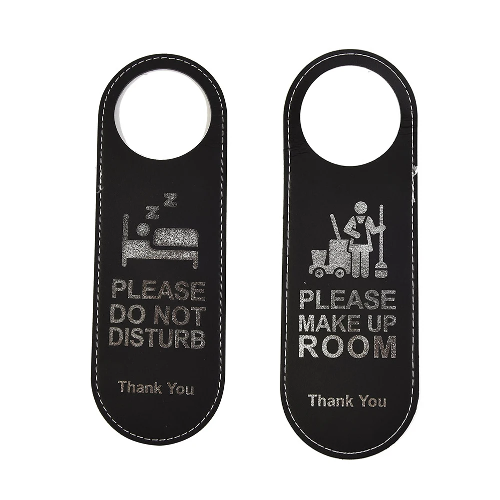 Do Not Disturb Door Sign Leather Hanging Sign Shop Pendant Cleaning Double-sided Door Tags For Club Cafe Hotel