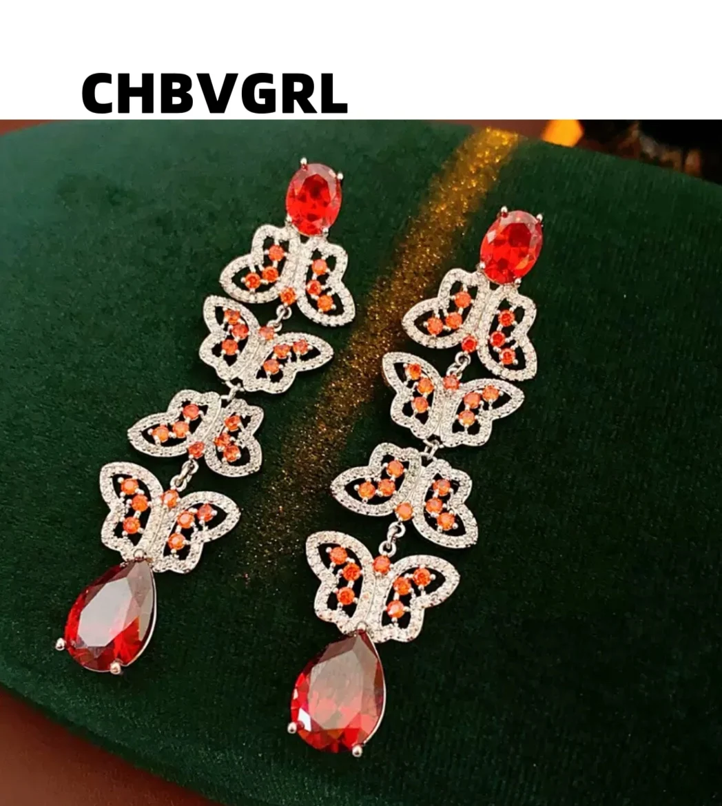 

Popular zircon butterfly tassel earrings, luxurious and high-end, retro earring design, sense of design