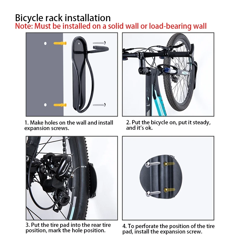 Bike Wall Mount Bicycle Stand Holder Mountain Bike Rack Stands Hanger Hook Storage Bicycle Mounted Rack Stands