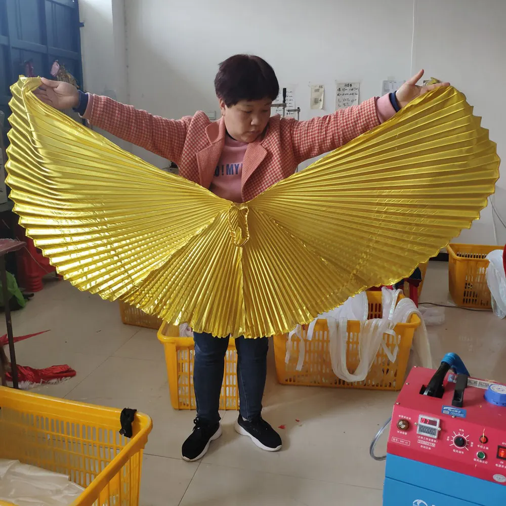 Gold Angel Wings Costume Foldable Large Golden Wings for Children Stage Dance Performance Halloween Party Cosplay Prop