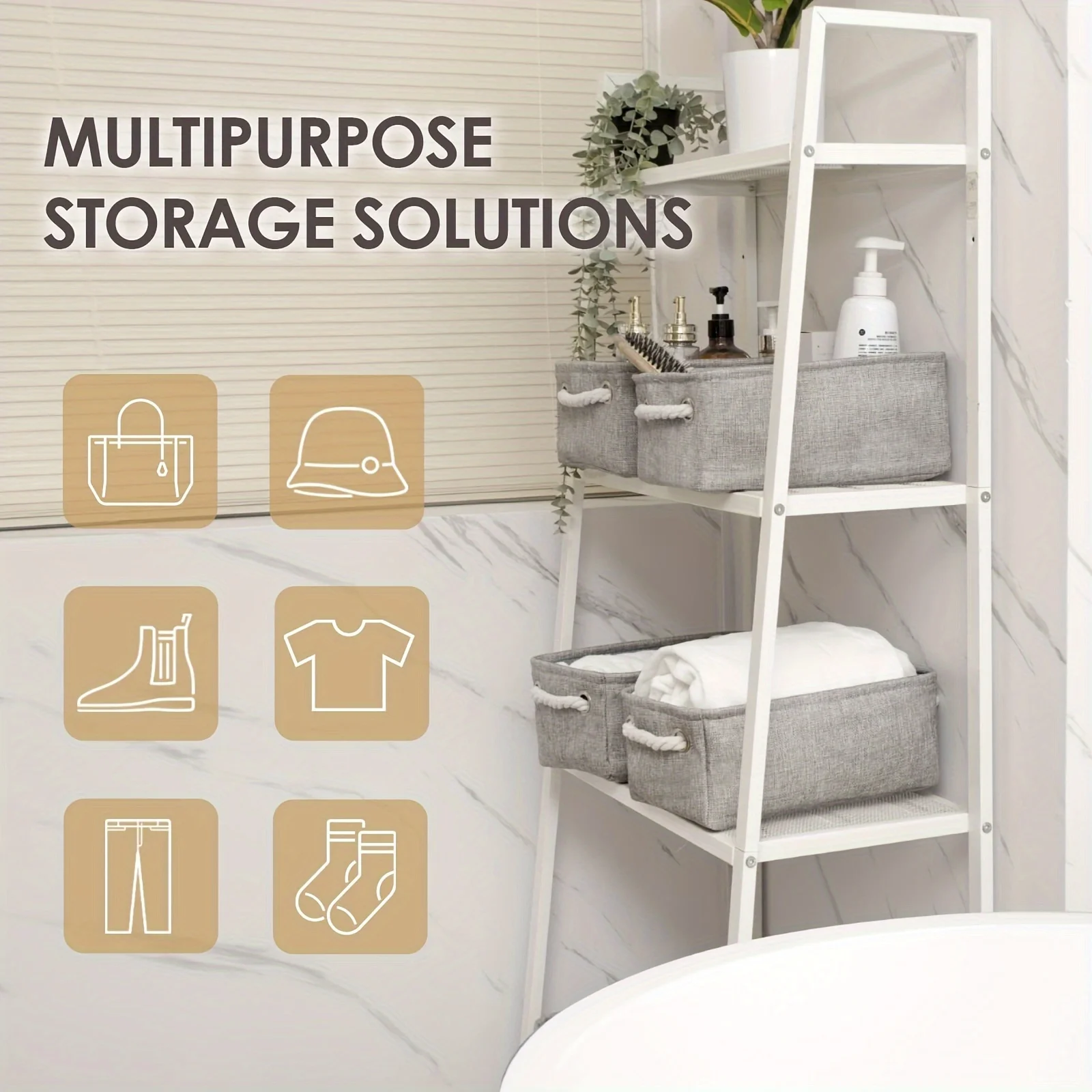 Shelf storage box -11.8x7.9x5.2 inch gray small storage basket, used for organizing, fabric storage cube