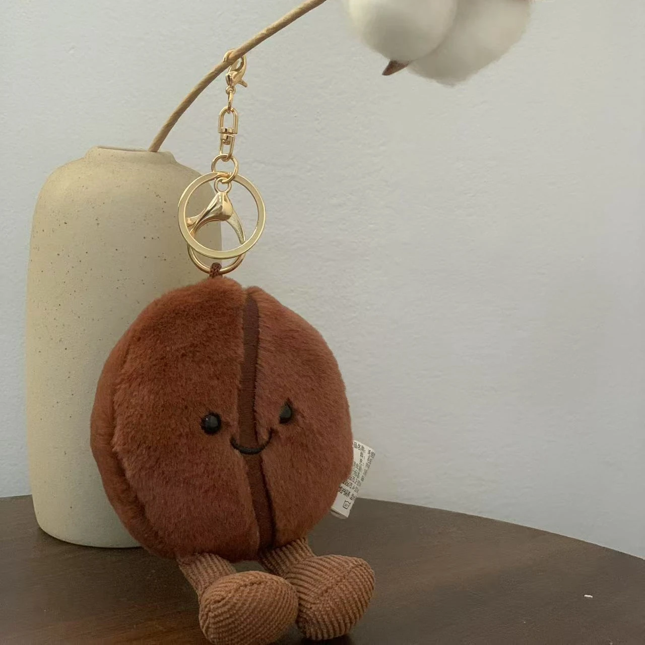 Jellycat Coffee Bean Bag Pendant Cartoon Stuffed Smiling Coffee Food Plushies Cute Key Chain Soft Doll Birthday Gifts Girl