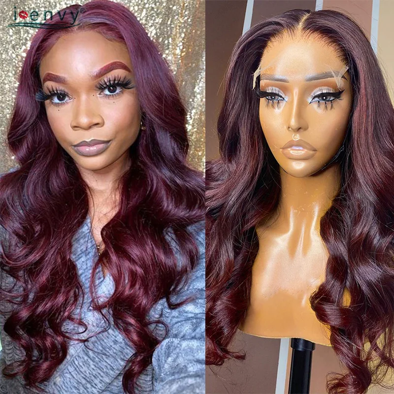 

Burgundy 99J Body Wave Lace Front Wig 13X4 13X6 Hd Lace Frontal Wig Human Hair Wigs Pre Plucked Red Long Colored Curly Remy Wig