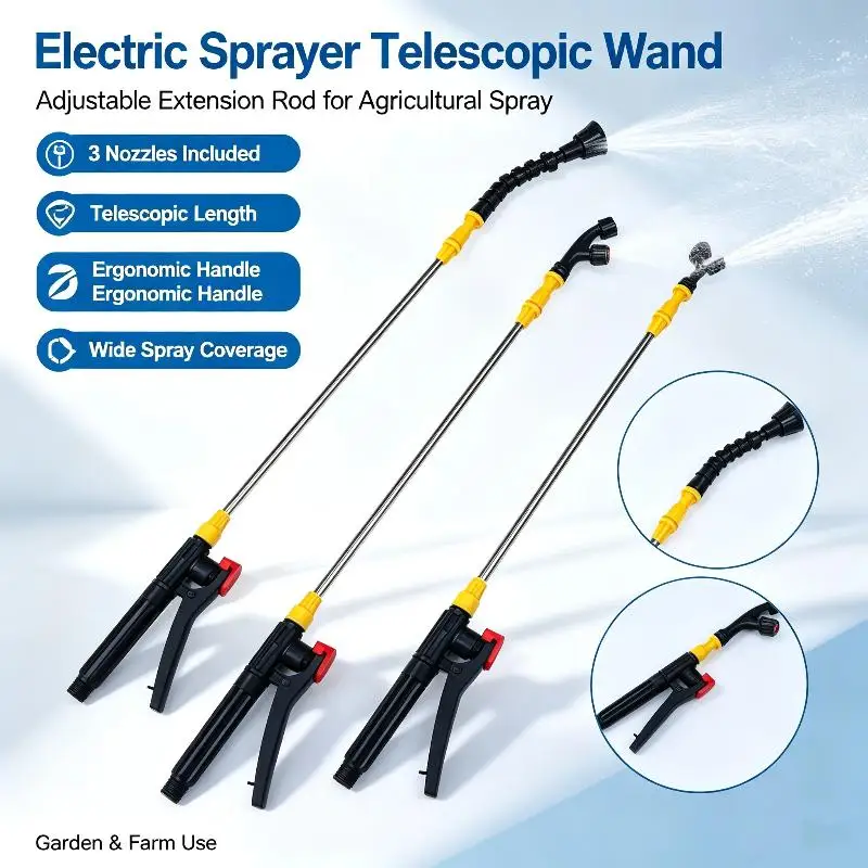 Retractable Garden Spray Wand with Flow Control Switch Adjustable Nozzle for Gardening Watering Car Washing