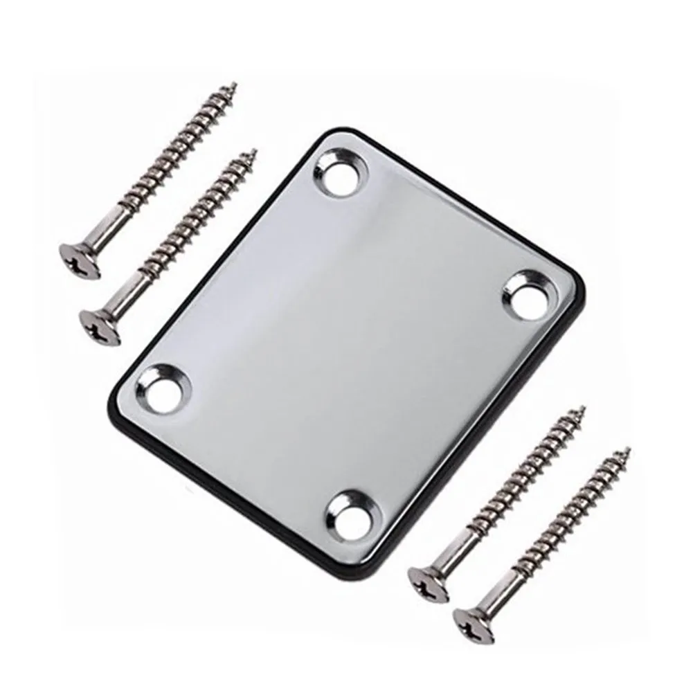 4 Hole Electric Guitar Neck Plate for Tele and Jazz Bass Metal Connector with Mounting Screws for Secure Attachment