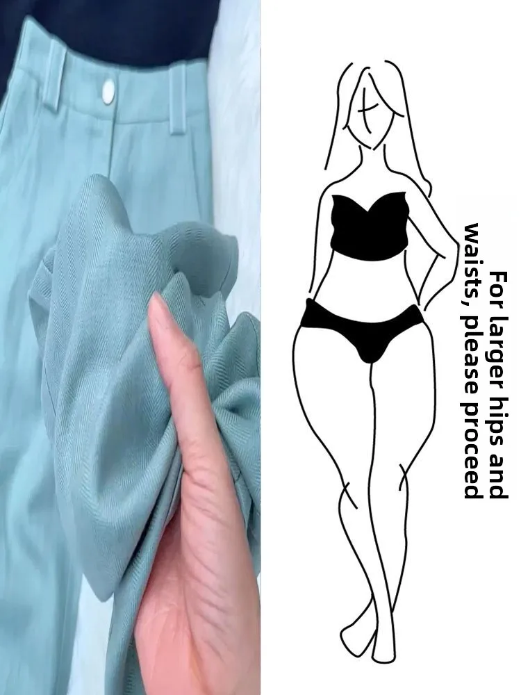 

Dopne Blue Wide Leg Pants Women's Summer Thin High Waist Slimming Long Pants Sweet Casual Pants High End Drapey Pants