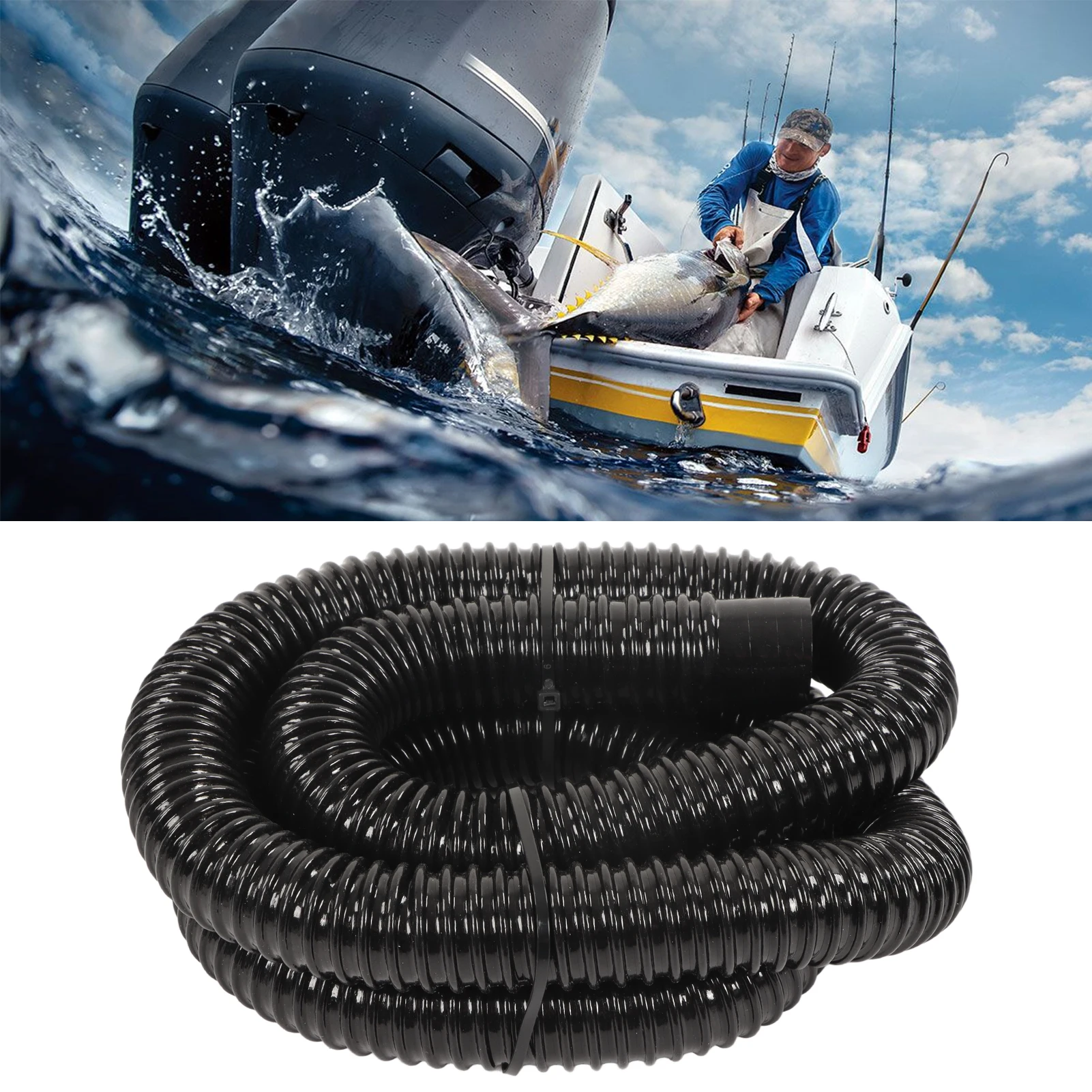 Bilge Pump Hose Installation Kit 6.6 FT Hose 3/4-Inch Diameter with 2 Hose Clamps and Thru Hull Fitting Boat Marine Accessories