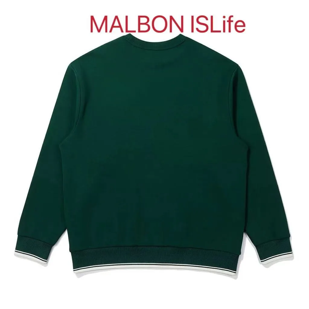 24 Autumn South Korea Malbon Golf Suit Men's Color Matching Logo Round Neck Sports Long Sleeve Sweater Warm Loose