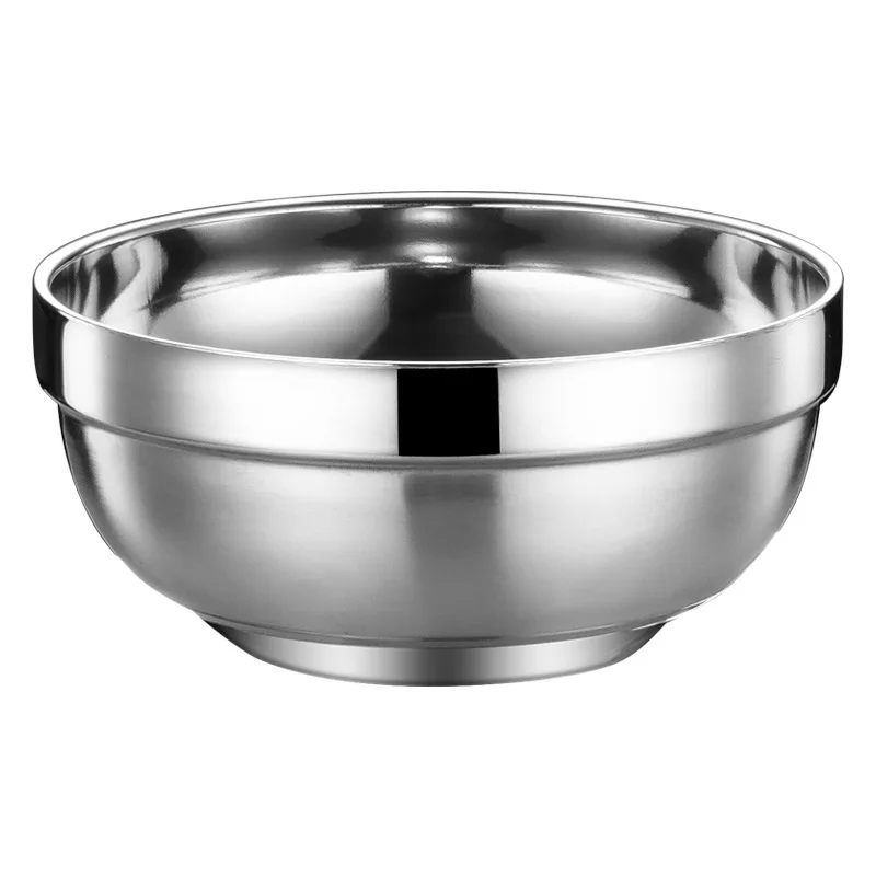 

304 Stainless Steel Rice Bowl Double Layer Thickening Soup Bowl Restaurants Hotels Family Salad Serving Bowl Outdoor Picnics Bow