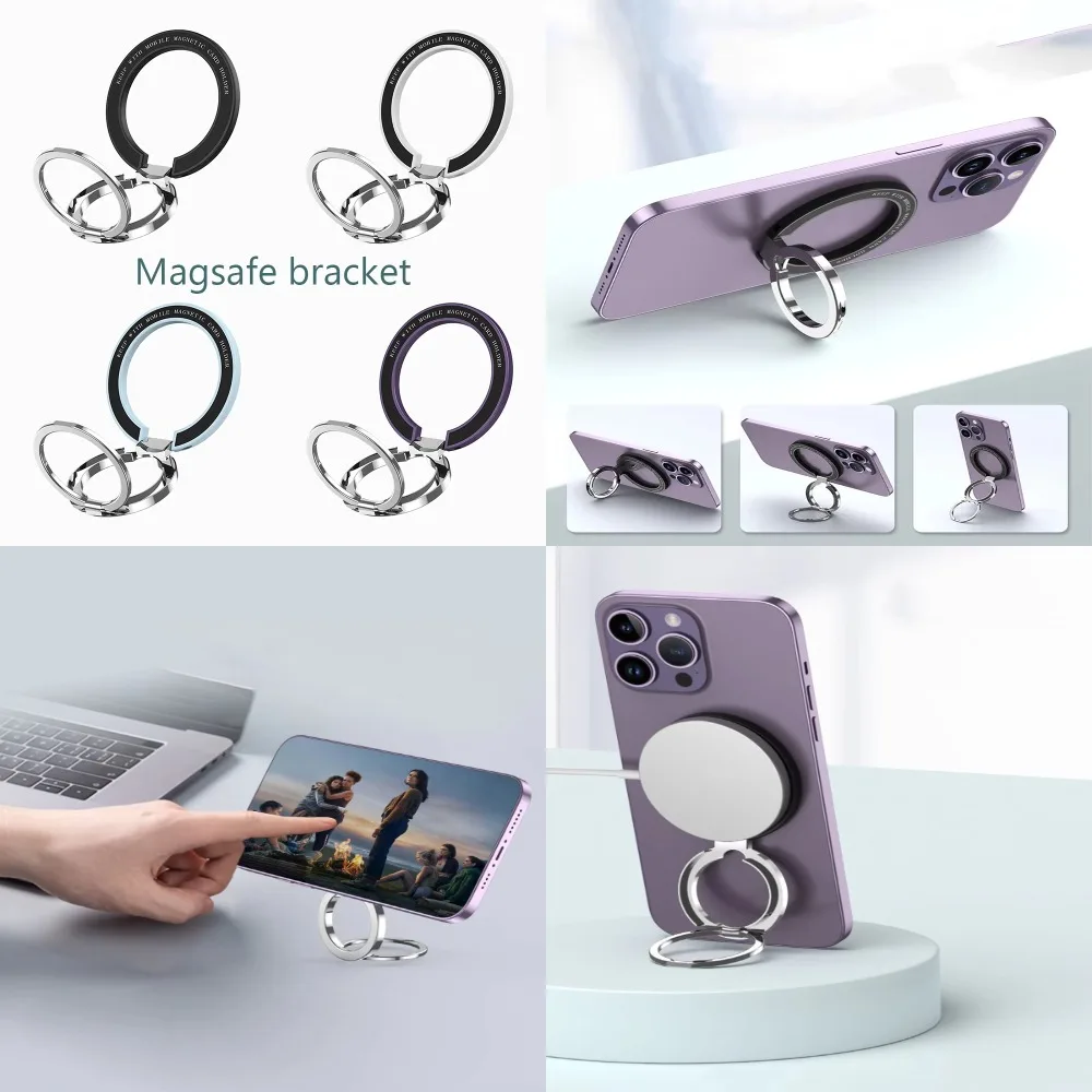 

ftvae Magsafe металлическая бриллиантовая 3-секционная наклейка с сильным магнитным держателем на присоске для мобильного телефона, металл 360 ° вращающийся