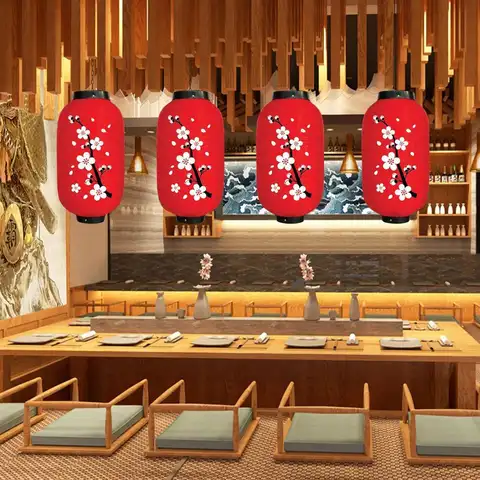 2pcs Japanese Satin Lantern Chinese Red Lantern New Year Party Restaurant Decoration Plum Blossom Lantern Lamp Festival Lanterns