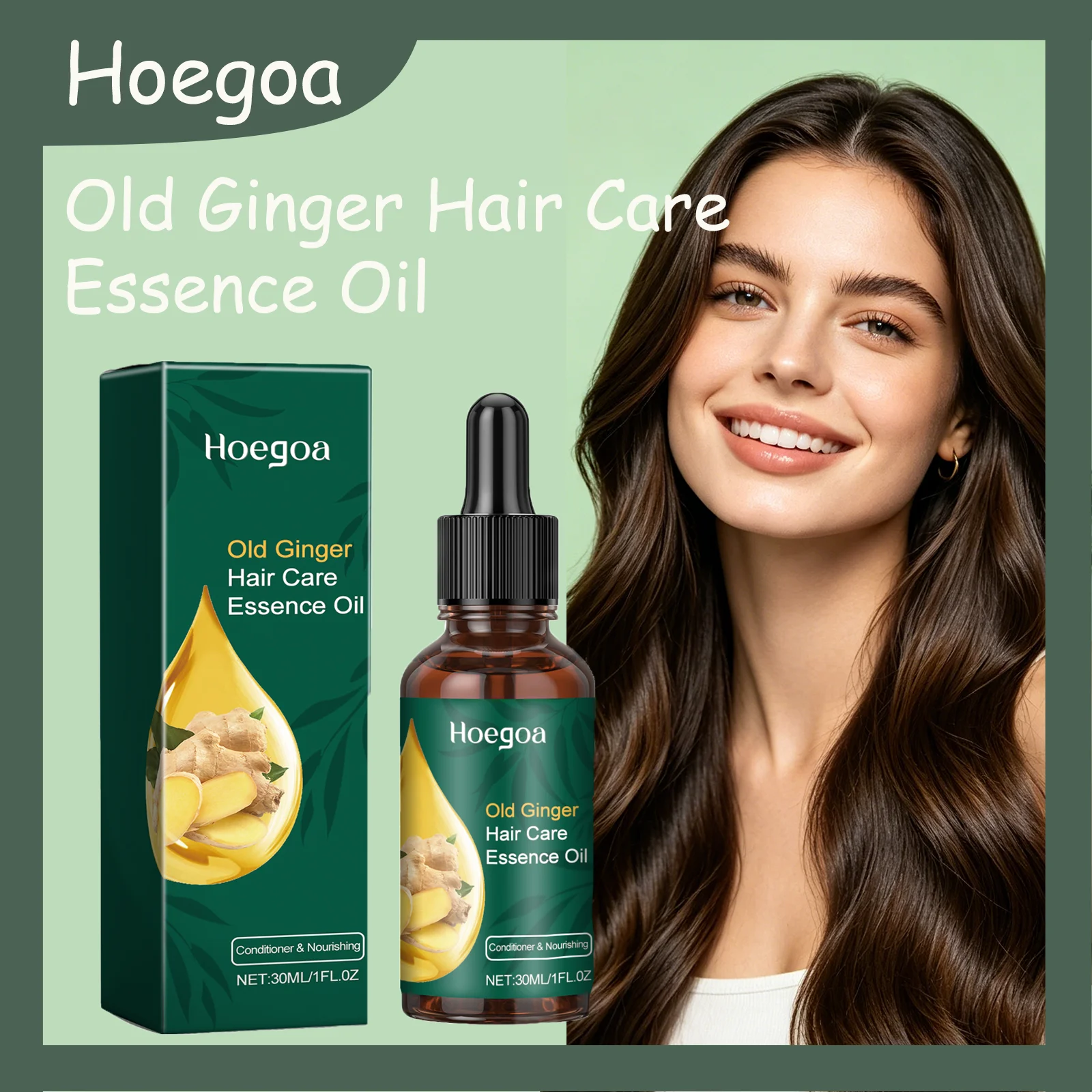 

HOEGOA 30mL Old Ginger Hair Care Essence Oil Prevents Hair Loss Nourishes Hair Improves Dry And Damaged Hair Mild Formula