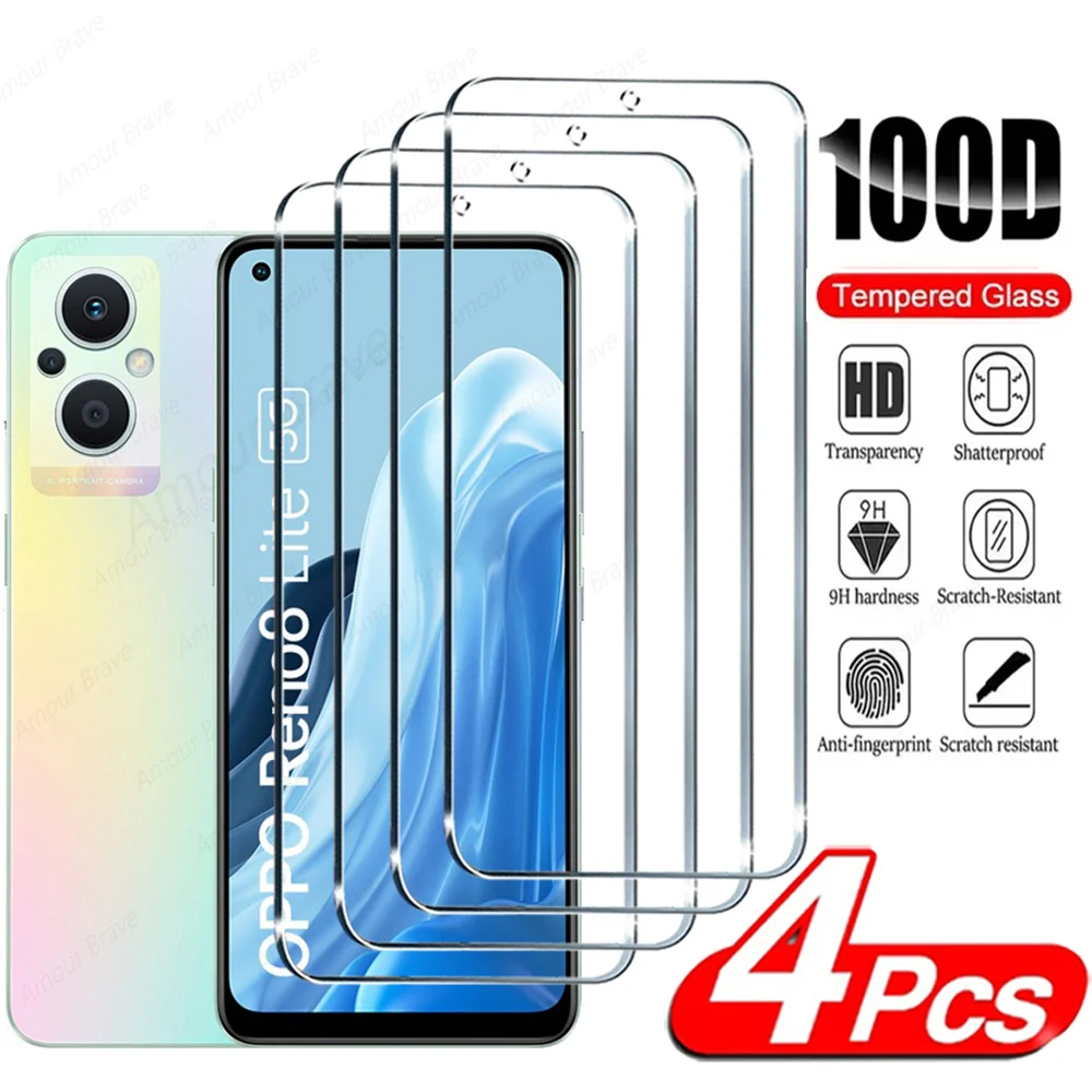 

4PCS Screen Protector For OPPO Reno 8 Lite 8T 4G 8 7 Pro Plus 7 Z 6 5 Lite Tempered Glass For Find X5 X3 8 Lite Protection Glass