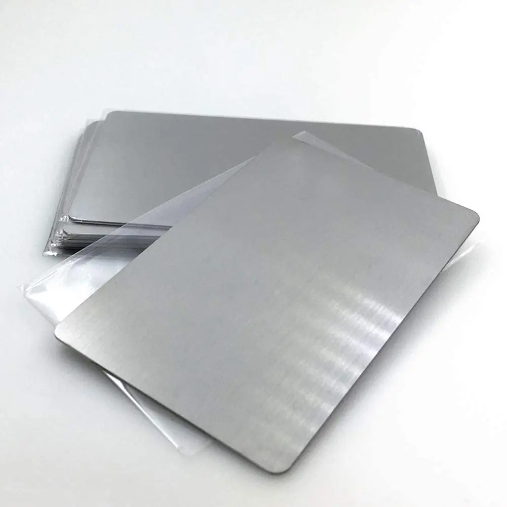 10 unidades/pacote 304 Aço Inoxidável Grosso De Metal Cartões de Visita Cartão Em Branco para o Cliente Gravação A Laser DIY Gift Cards