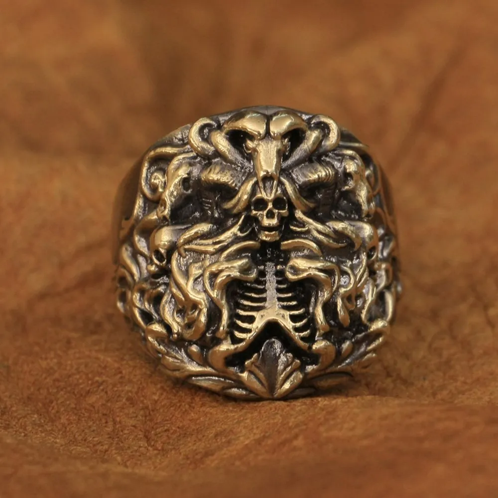 

Great Details Brass Dark Banshee Skull Ring Biker Punk Jewelry BR259 US Size 7~15