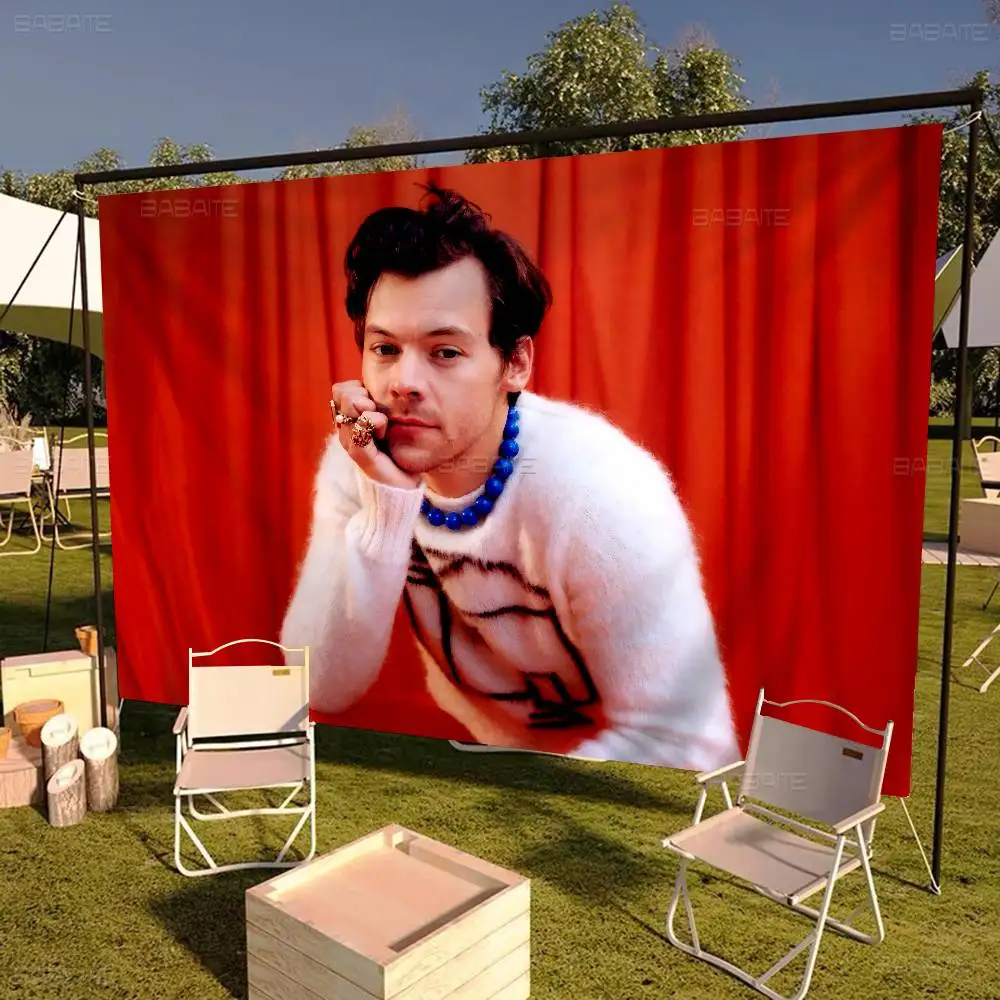 Famous Pop Singer Harris_Styles Cartoon Flag Art Science Fiction Room Home Decor Wall Hanging Home Decor Banner