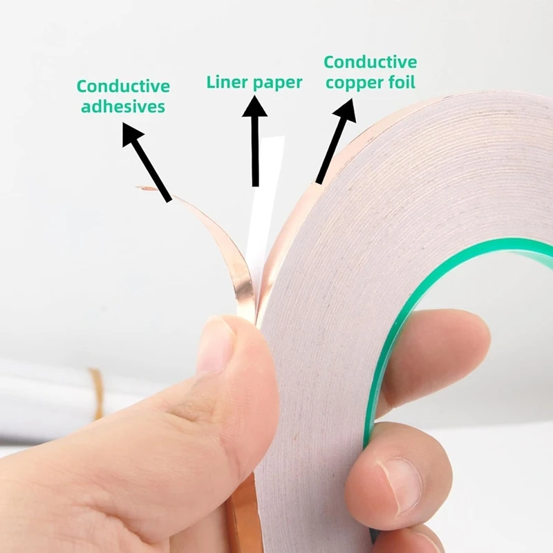 PORK-2PCS Nastro schermante in rame da 1/4 pollici X 164 piedi, nastro in lamina di rame e nastro schermante in rame per adesivo conduttivo in nastro di rame