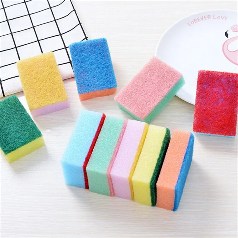 10Pcs/Set Dishwashing Sponge Kitchen Cleaning Tools Scrub Pot Rust Local Stain Sponge Removal Kit Clean Brush Sponge