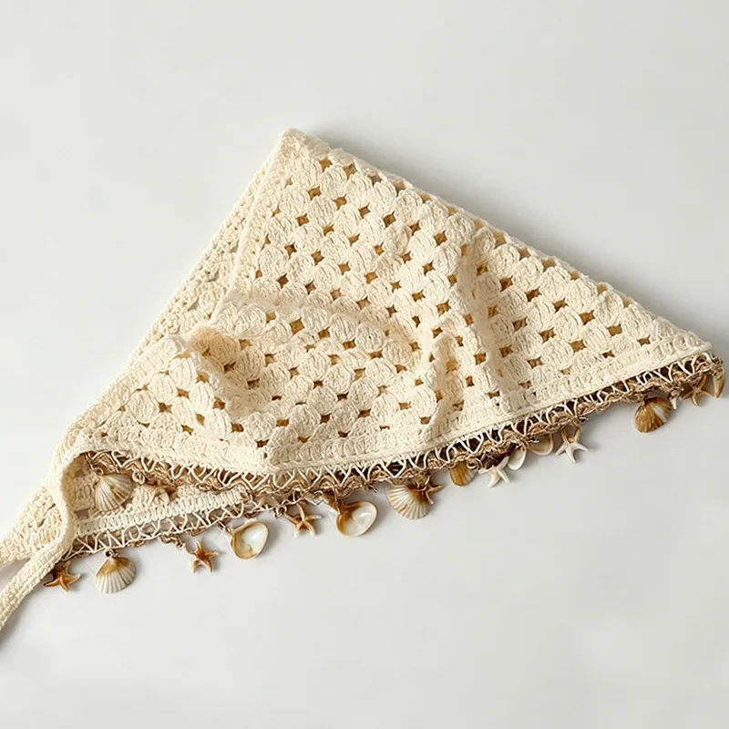 1 PCS Hollowed-out Knitted Shell Tassel Headband, Bohemian-style Hairpin, Versatile Headwear view 2