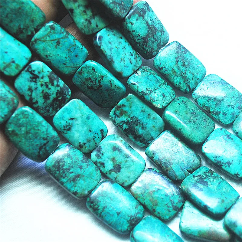 1 سلسلة حجر الفيروز الأفريقي الطبيعي السواحل شكل مستطيل 13X18 مللي متر 15X20 مللي متر موضة صنع المجوهرات اكسسوارات اختيار جيد