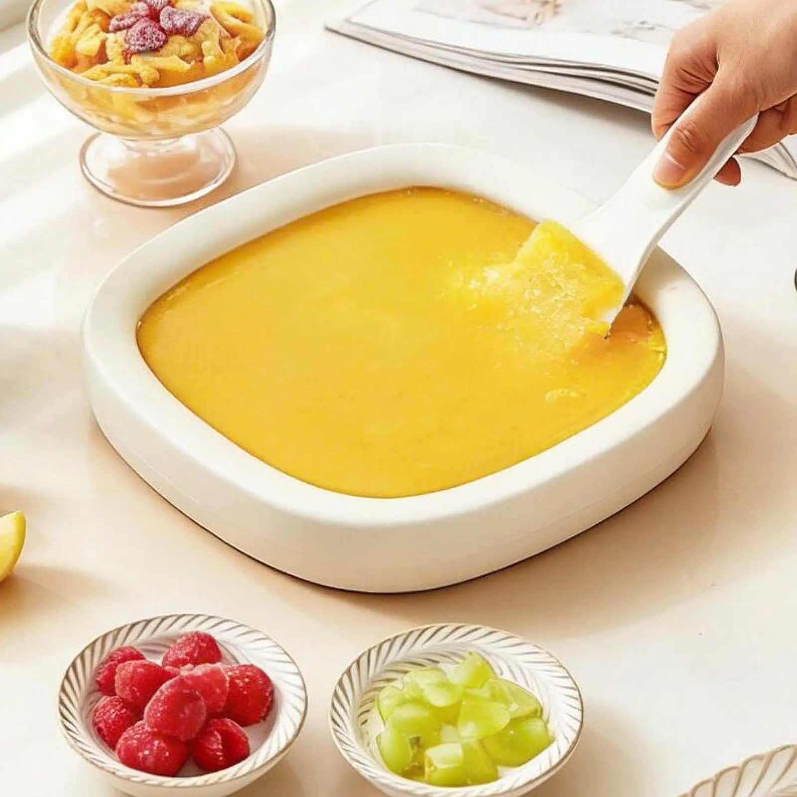 

Rolled Ice Cream Maker Portable with 2 Scrapers Instant Freeze Plate Homemade DIY Accessory for Home Family Sorbet Soft Serve
