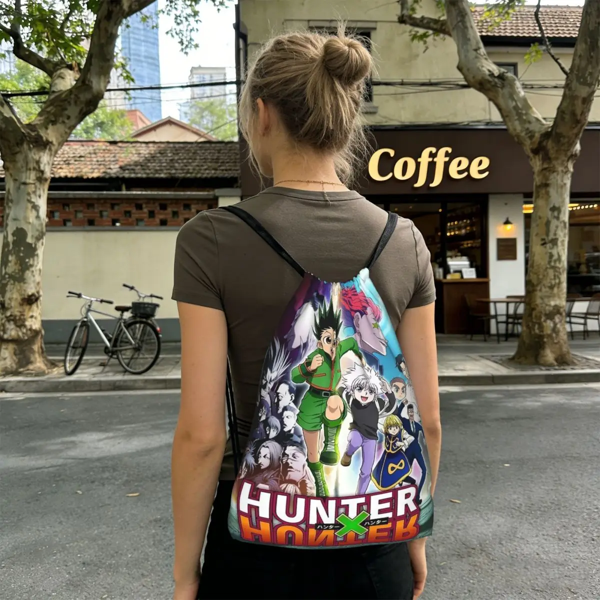 Anime Hunter X Hunter Backpacks Portable Drawstring Bags Shoes Bag Book Bags for Travel School