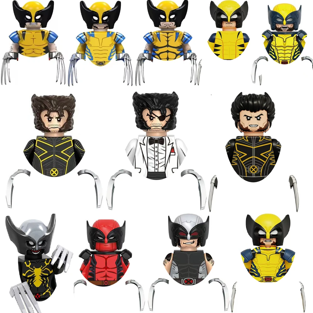 Marvel superhero cartoon character model movie mini action toy building blocks Wolverine series puzzle building DIY