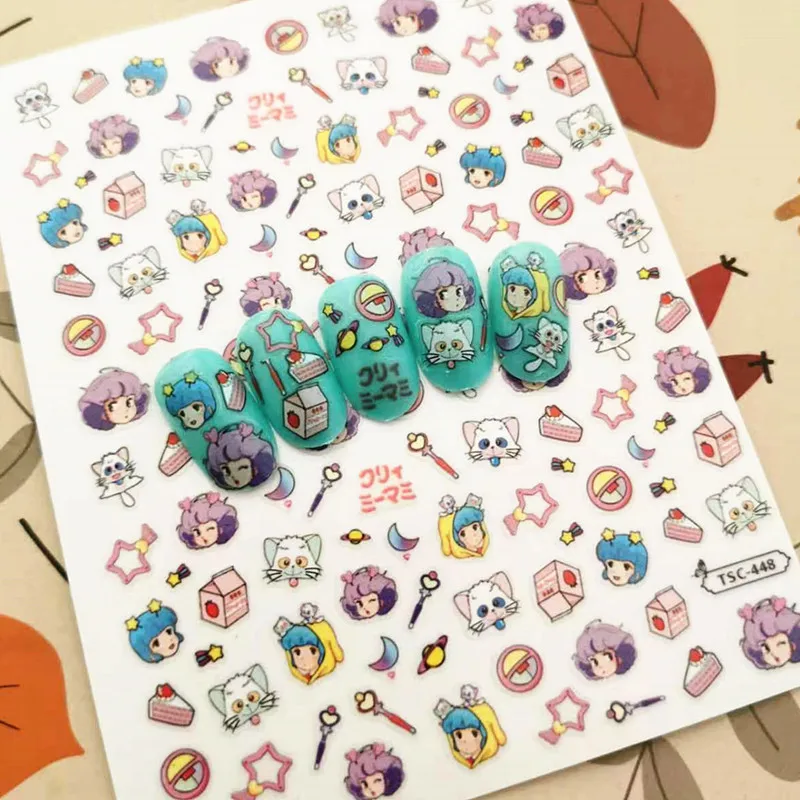 

Newest Cute Girls Design 3D Self Adhesive Back Glue Decal Slider DIY Decoration Tool Nail Sticker TSC 448