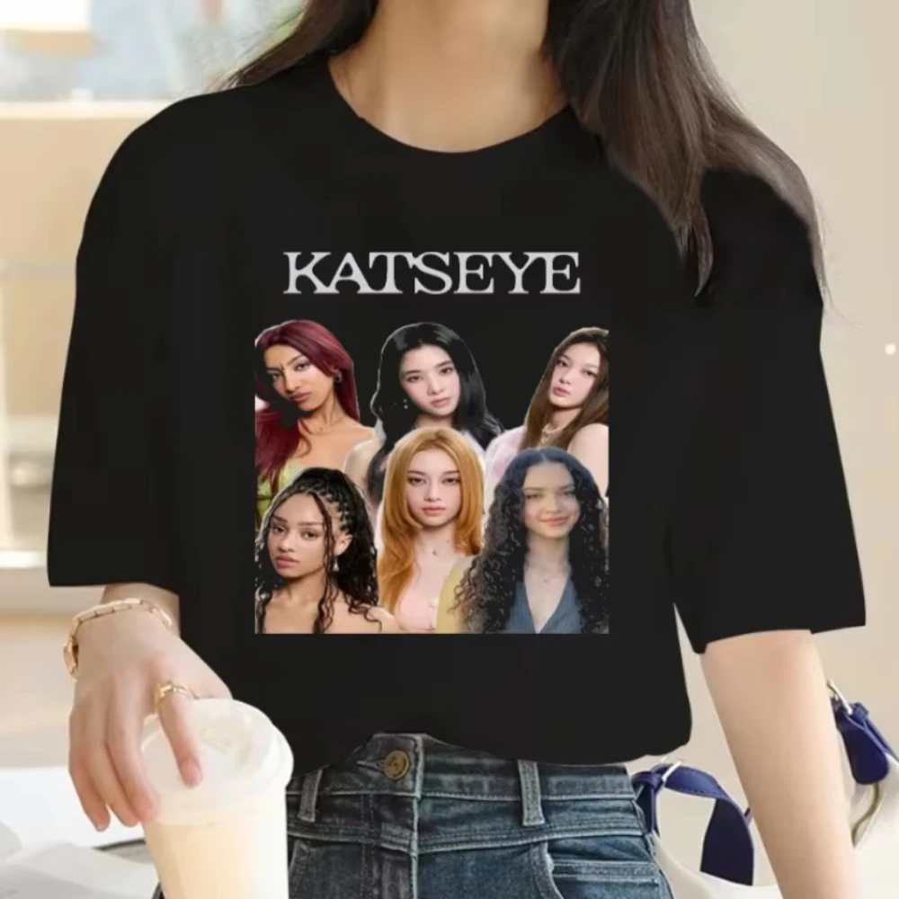 Koszulka KATSEYE Modne Koszulki z Nadrukiem Letnia Wyprzedaż Graficzne Koszulki Luźne Wygodne Ubrania Unisex Męskie Damskie Bawełniane Topy Tee