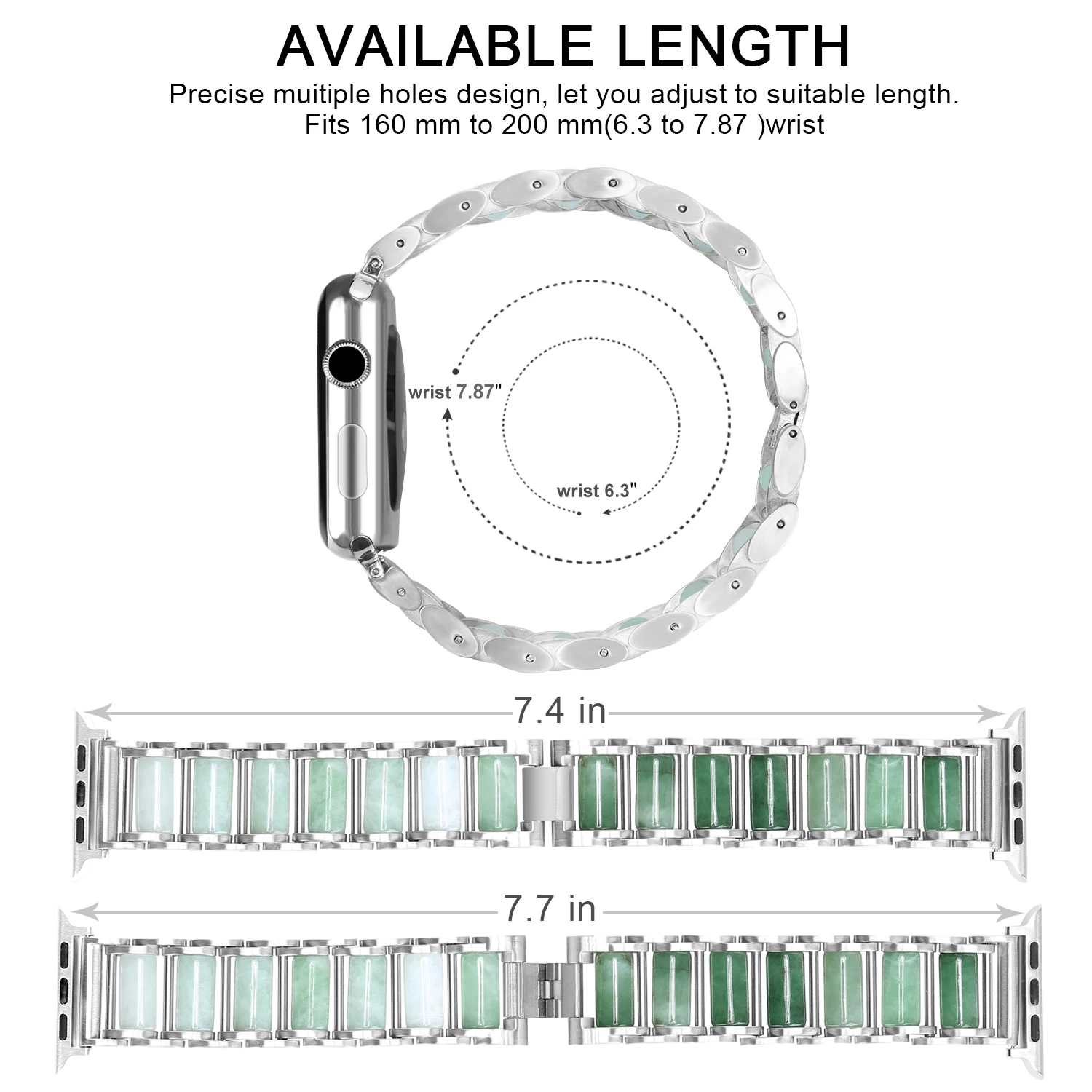 Emerald Jewellery+Metal Strap For Apple Watch Ultra 49mm 10 9 8 7 46mm45mm 44mm 41mm 42mm 40mm Luxury Bracelet for 6 5 4 SE Band