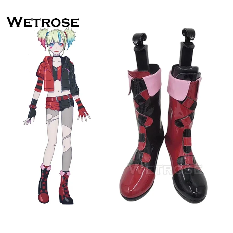 【Wetrose】print stock Quin cosplay shoes cyber Kai Joker girl athletes full set wig high heel boots Halloween