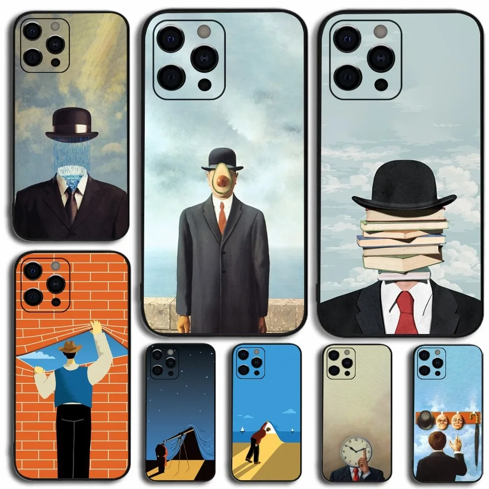 

Art Rene Magritte Phone Case For Apple iPhone 15,14,13,12,11,Pro,X,XS,Max,XR,Plus,Mini Soft Black Cover