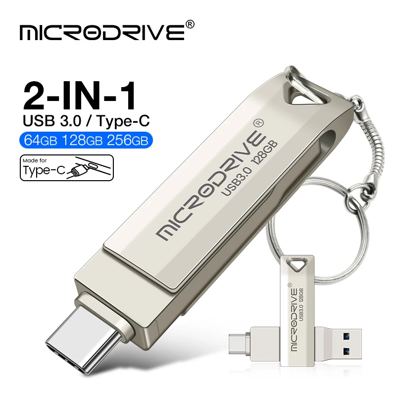 

USB флеш-накопитель 2 в 1, USB 3,0 и Type C OTG, флеш-накопитель 64 ГБ, 128 ГБ, 256 ГБ, высокоскоростной USB-диск, карта памяти, флешки