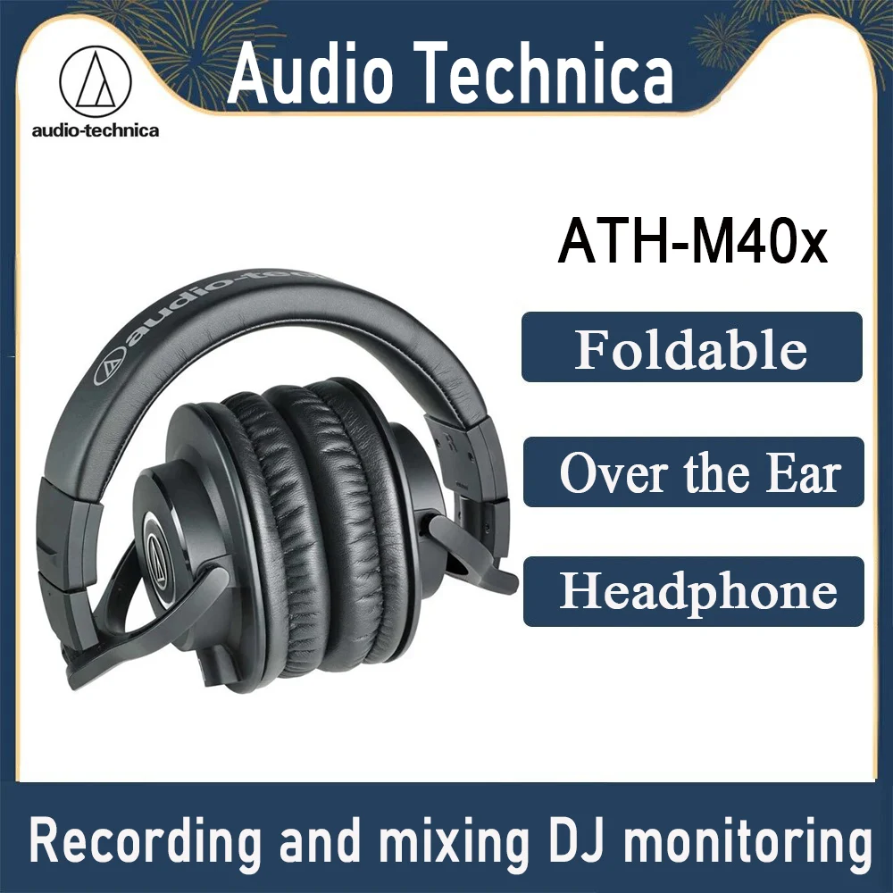 Original Audio Technica ATH-M40x In ear High Fidelity Foldable Professional Monitoring Earphones Detachable Cable