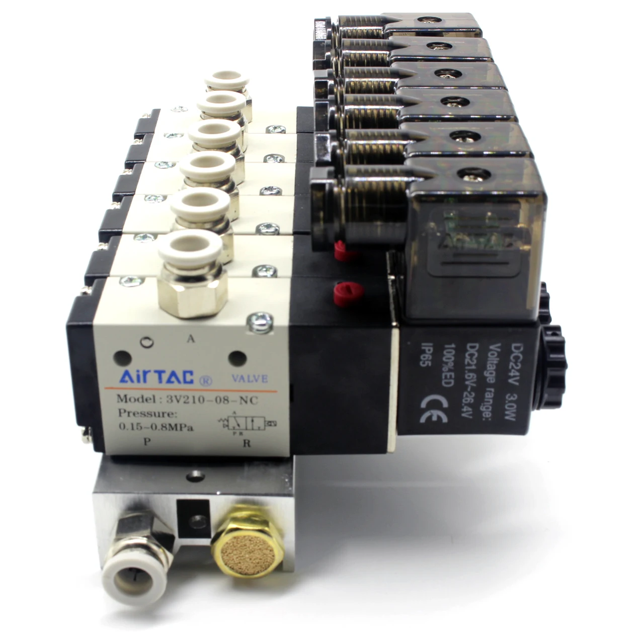 3V210-08 Manifold Station Solenoid Valve  3 port 2 position Multi-way Combination DC12V 24V AC220V With Fitting Solenoid Valves