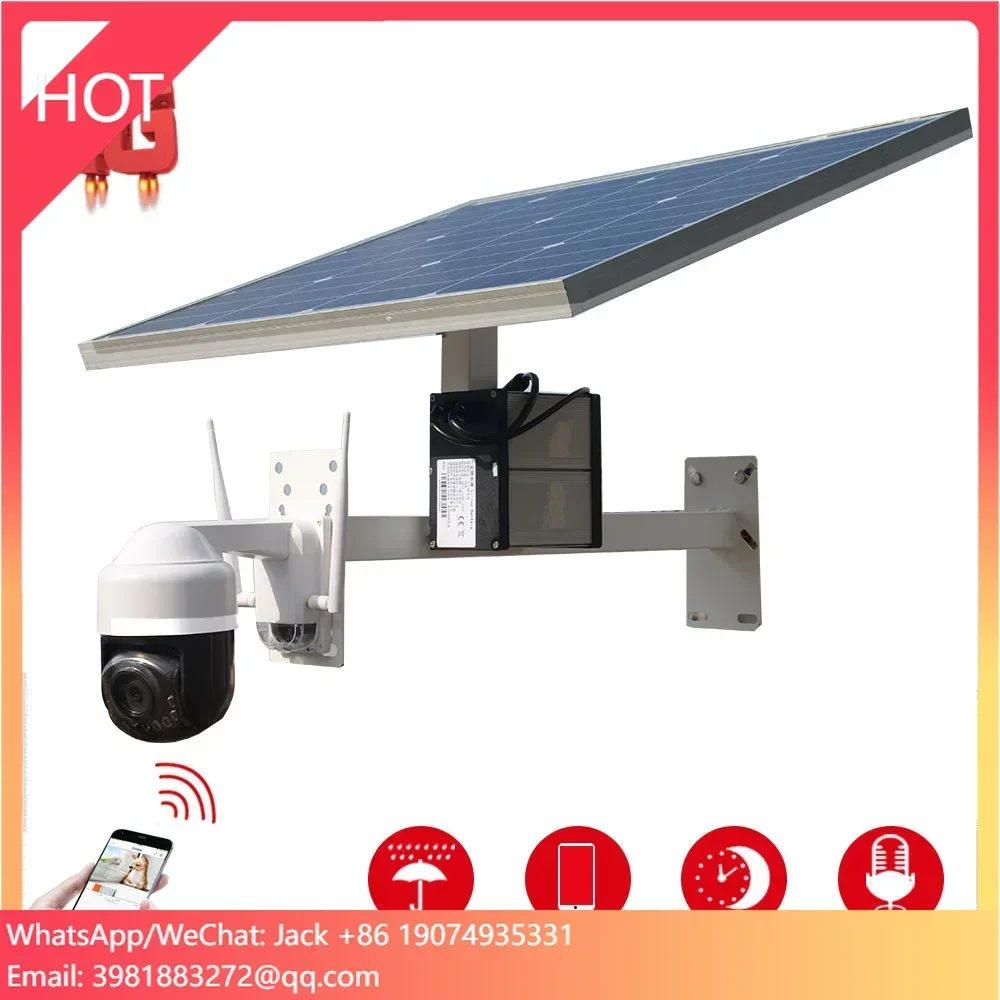 MINI cámara PTZ 1080P 4G 60W Panel Solar alimentado 20Ah Kit de batería de litio Audio bidireccional cámara IP CCTV inalámbrica Color 4X Zoom IR 50m