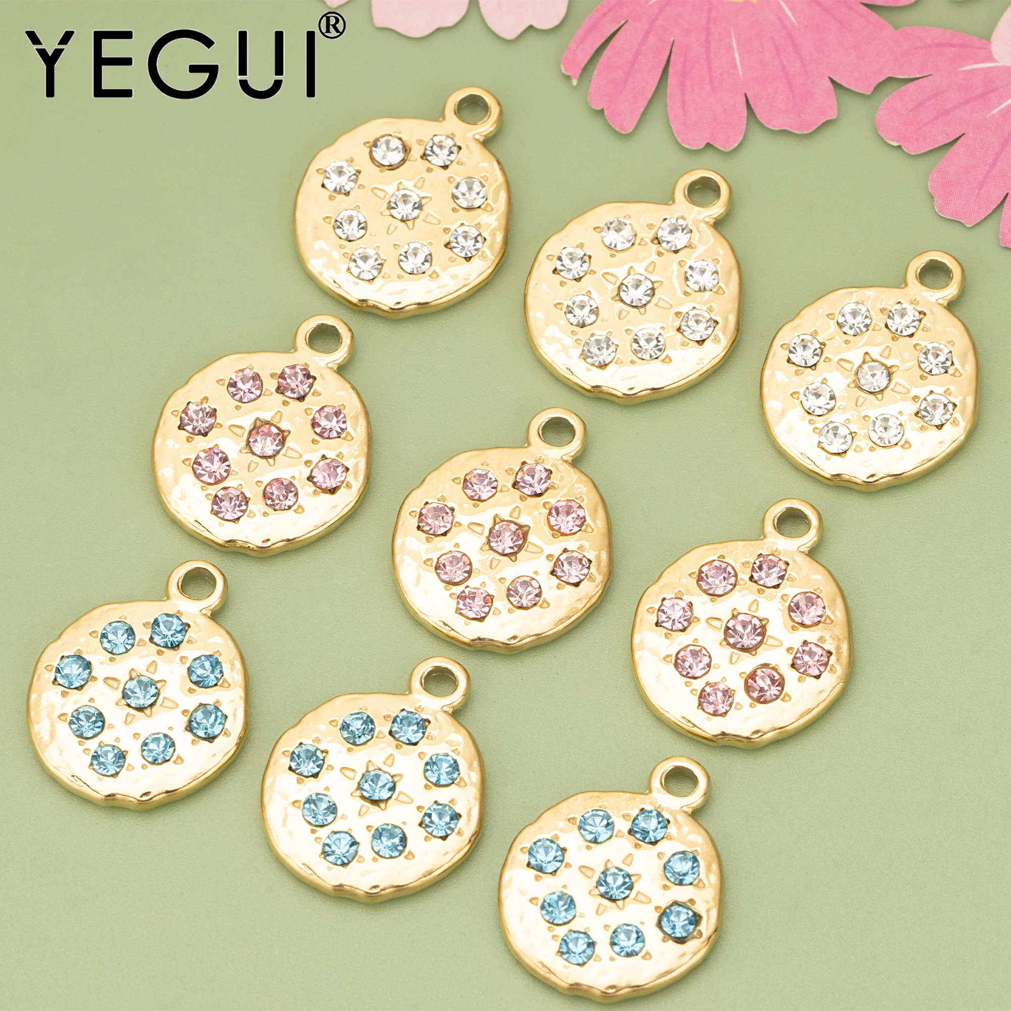 YEGUI ME12,jewelry accessories,316L stainless steel,zircons,nickel free,charms,hand made,jewelry making,diy pendants,4pcs/lot