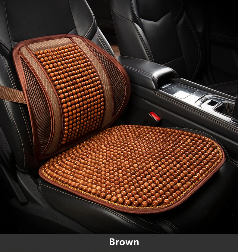 Car Seat Cushion Summer Cool Cushion Single Piece of Wood Beads Summer Breathable Cushion Ventilation Cold Four Seasons Availabl